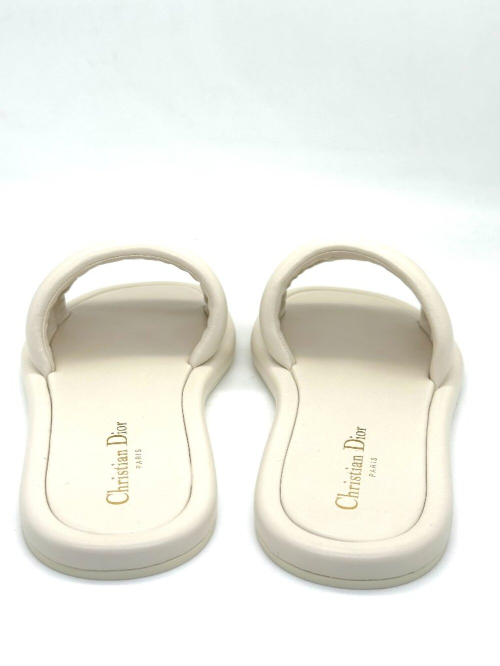 DIOR  EVERY D Signature Leather Flat Slide Mules Sandals Shoes Off White - Picture 12 of 16